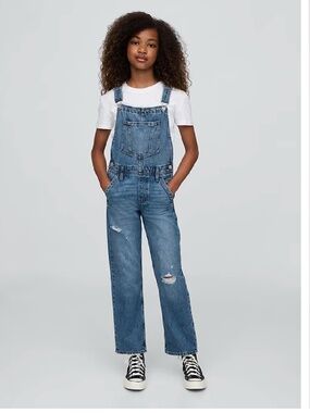 GAP  Kids  Jeans Overall Loose Medium Blue Wash Size Medium 8-9Y
